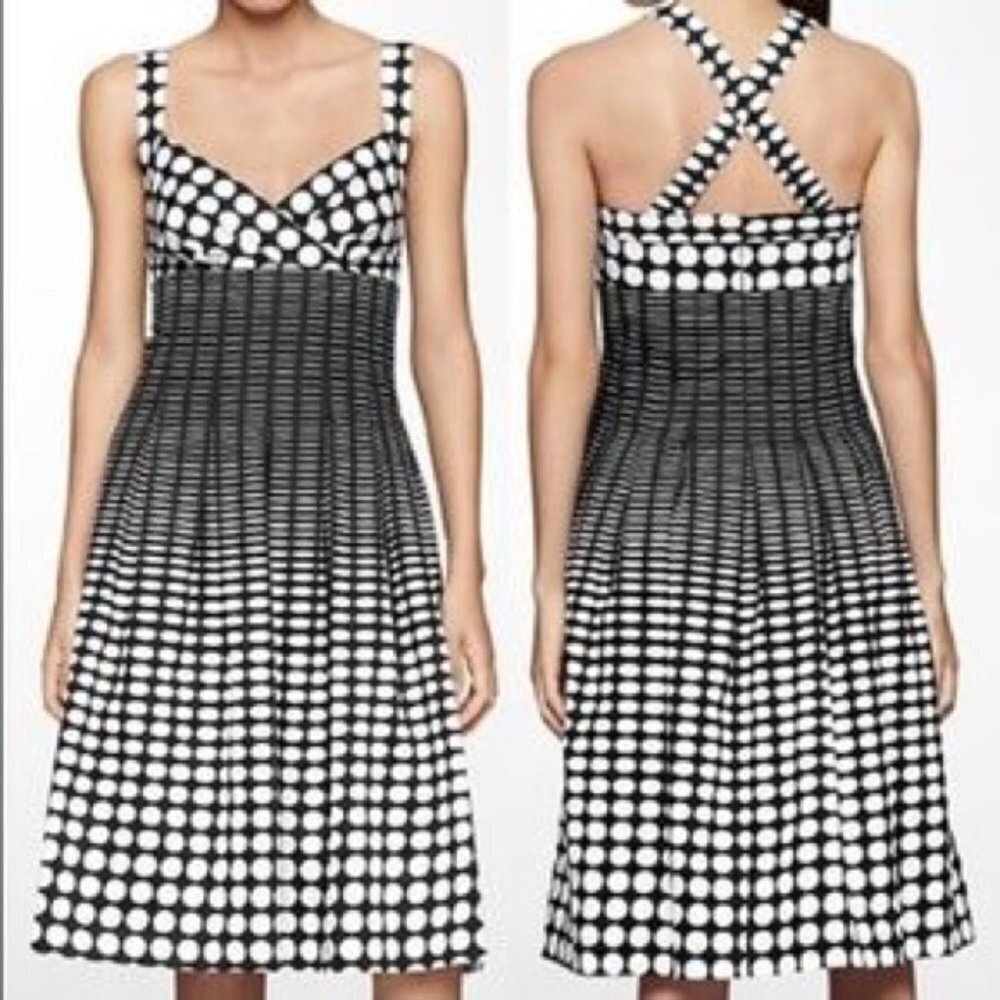 Calvin Klein Cotton Black & White Polka Dot Dress Size 8โ